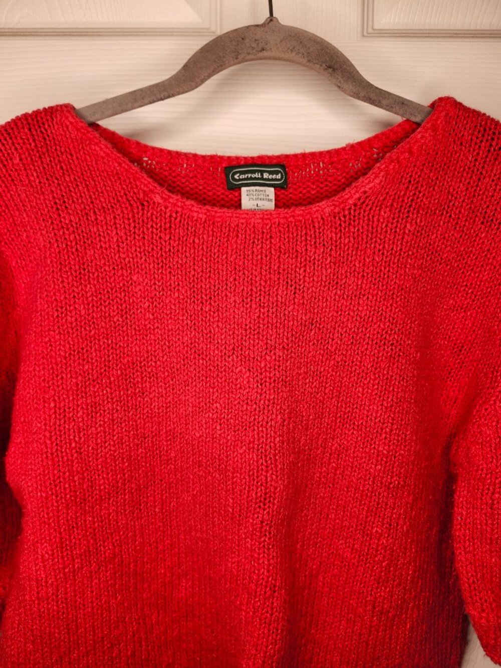 Vintage Carroll Reed Red Half Puff Sleeved Knit Sweater Size Large - Picture 3 of 5